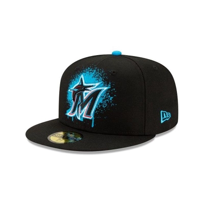 Miami Marlins Gorra | New Era MLB Drip Front 59fifty Fitted Cap Mexico - Negros